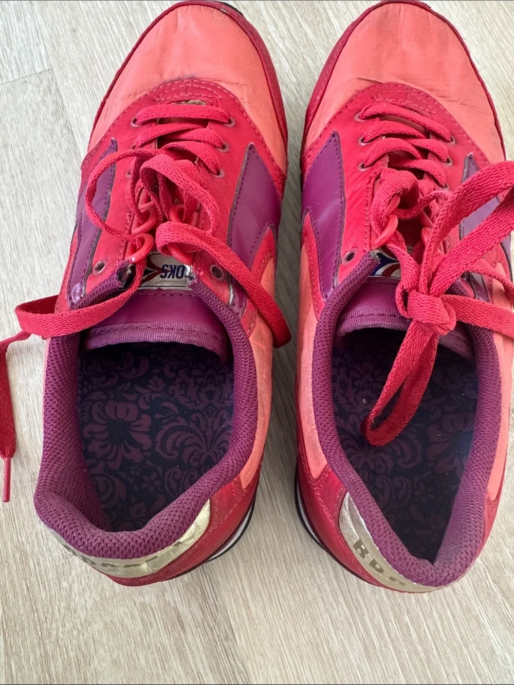 Brooks Women's Red and Pink Mixed-Media Athletic Sneakers